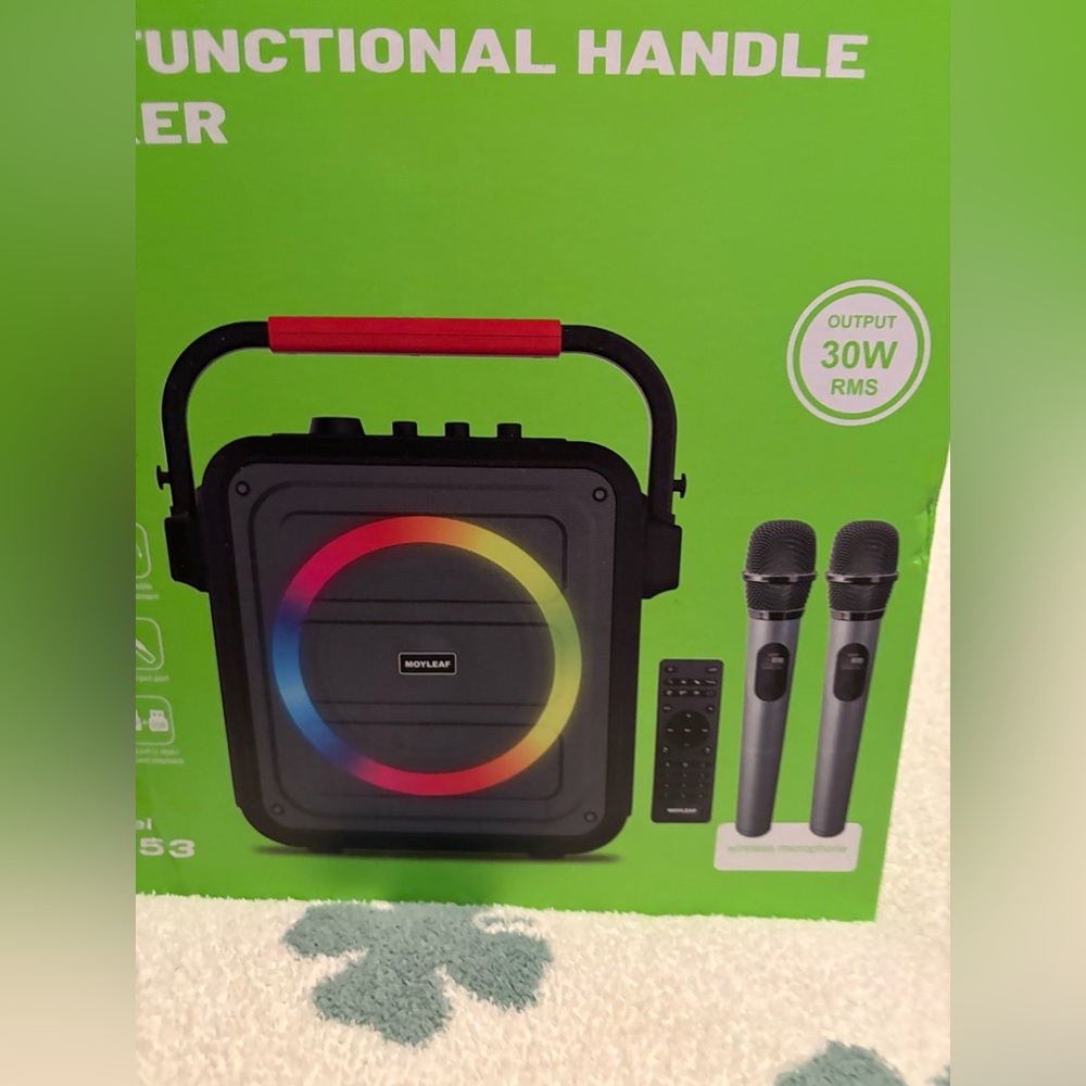 Portable Karaoke Machine Bluetooth Speaker with Microphones - Black and Red